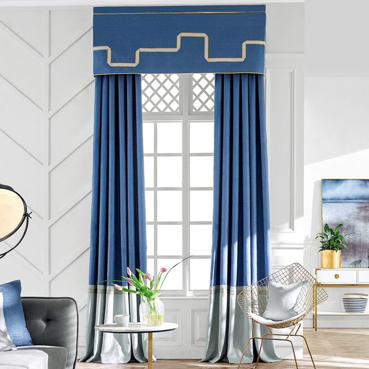 Modern blue valance curtains - ARA Decor Studio Pune