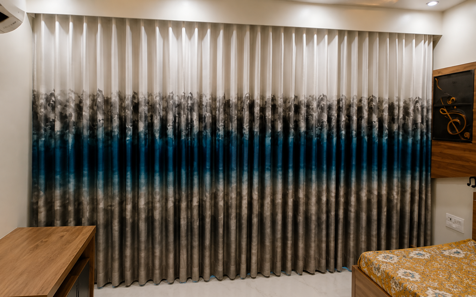 Abstract digital print curtains - ARA Decor Studio Pune