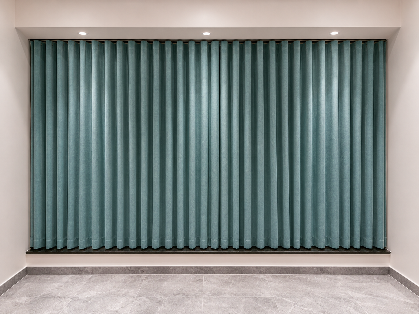 Teal wave fold curtains - ARA Decor Studio Pune